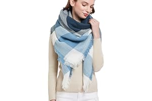 Wander Agio Womens Warm Blanket Scarf Square Winter Shawls Large Infinity Scarves Stripe Plaid Scarf