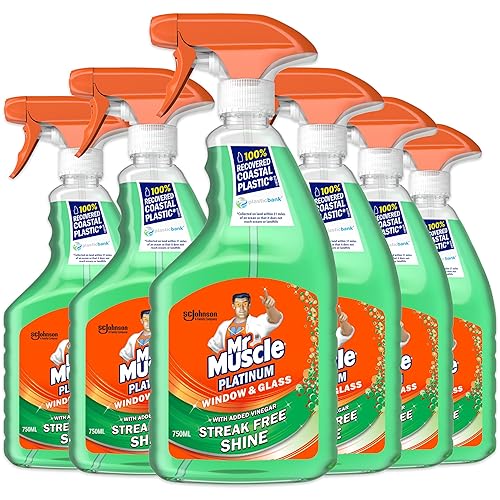 Mr Muscle Platinum Window & Glass Cleaner Spray, Pack of 6 (6 x 750ml)