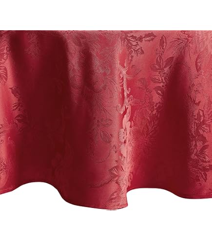 ATOSII Meraki Red Round Tablecloth - 90 Inch 100% Cotton Handblock Floral Print For Dining & Events