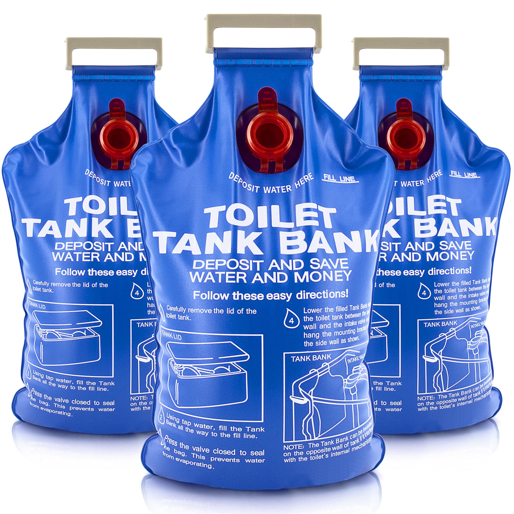Toilet Tank Bank Water Conserving Tank Insert - 3 Pack