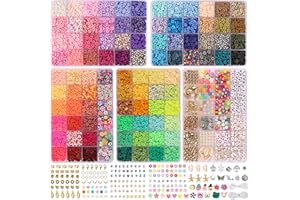 QUEFE 9870pcs, Clay Beads for Bracelet Making Kit, 92 Colors Flat Heishi Beads for DIY Crafts Necklace Jewelry Making Gifts