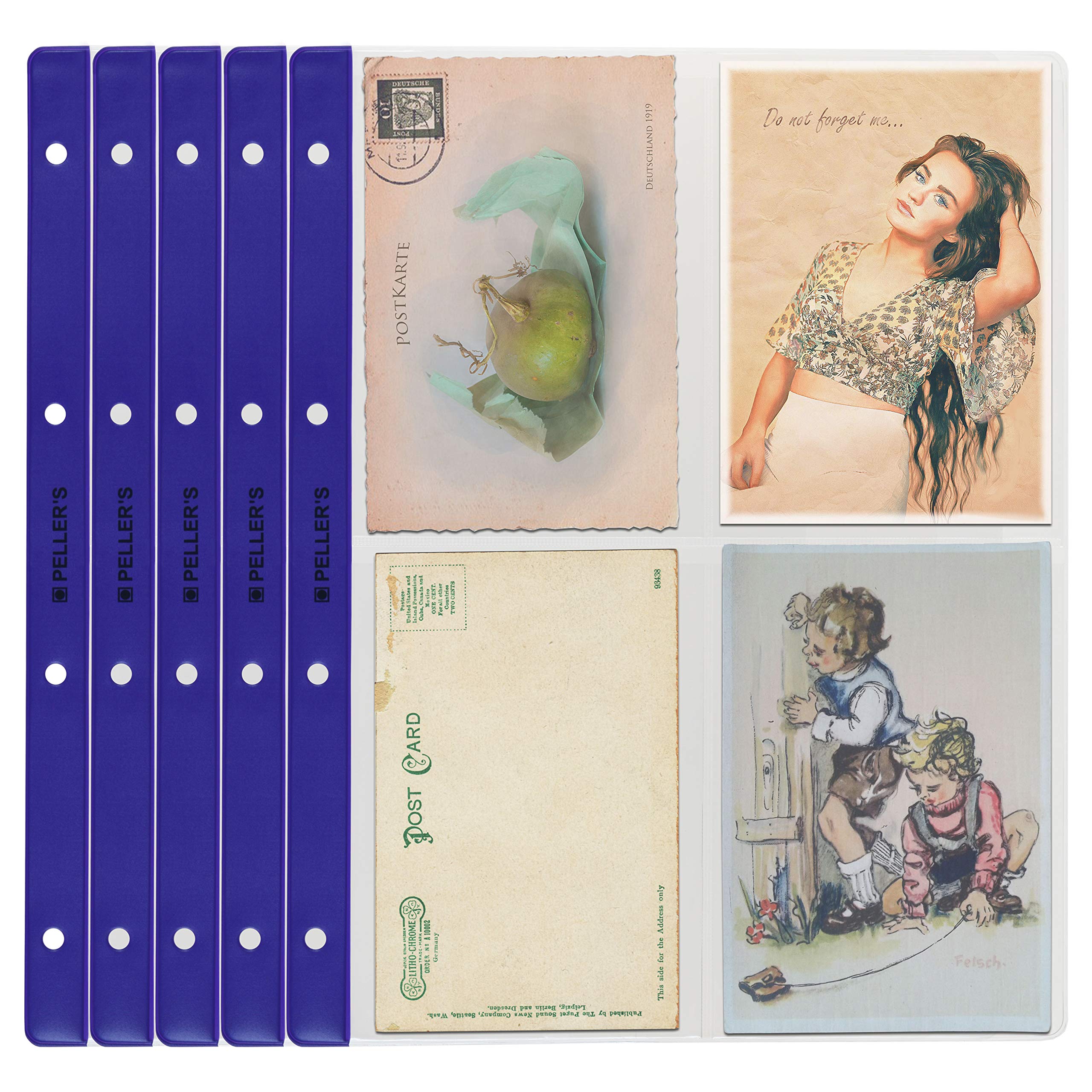 10 Collectors Sleeves, 4 Pockets 4.21" X 5.91" (107mm X 150mm) On Each Page, for Postcards & Photographs. Album XL Pages Refill