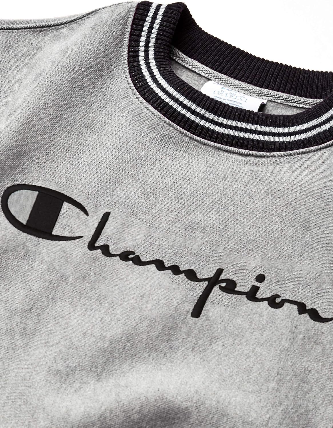 Champion LIFE Men's Reverse Weave Crew Yarn Dye Rib Trim-Full Chest Script: Clothing