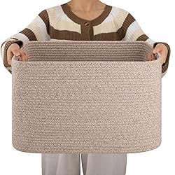 OIAHOMY Cotton Rope Basket, Rectangle Woven Nursery