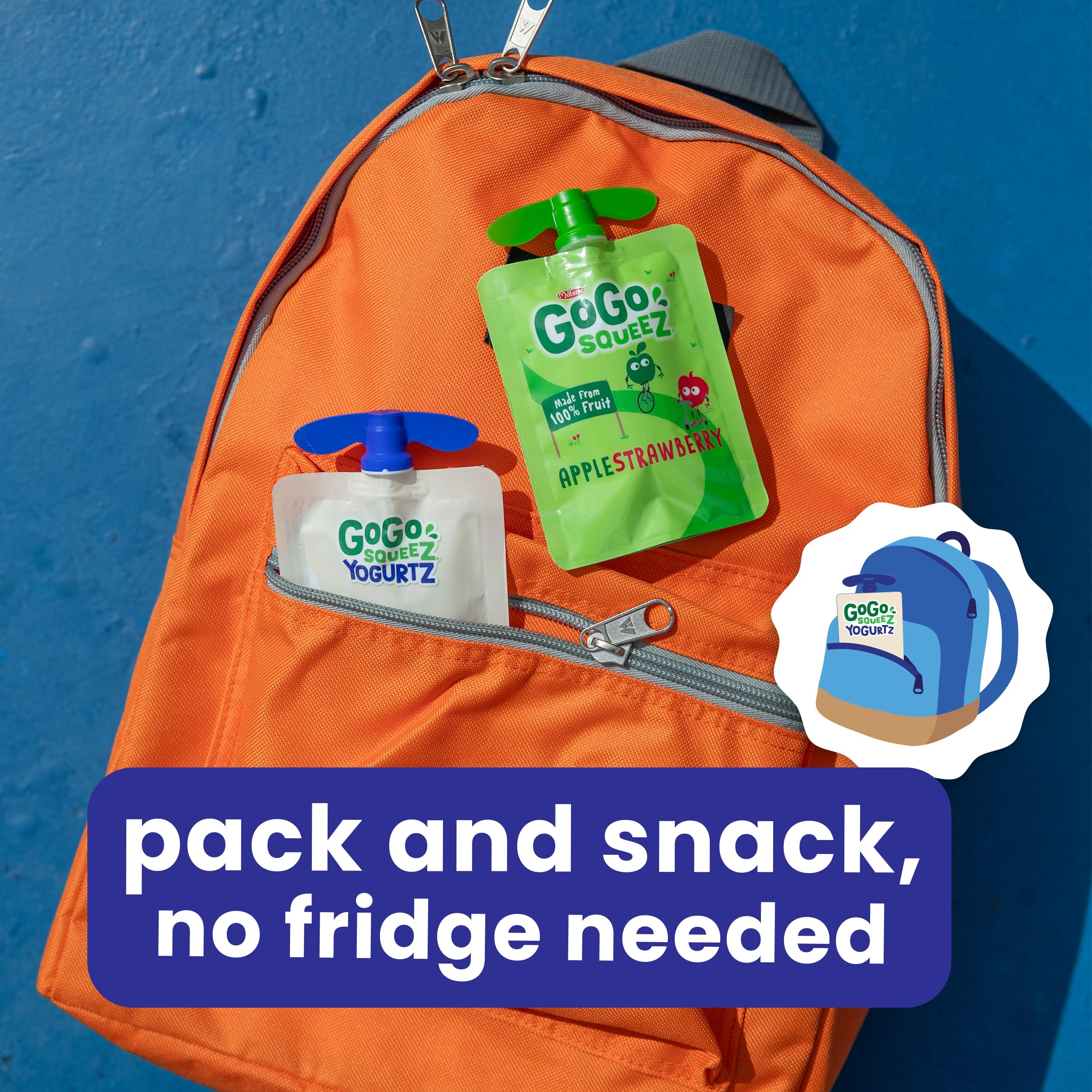 GoGo squeeZ yogurtZ Variety Pack, Strawberry & Banana, 3 oz (Pack of 20), Kids Snacks Made from Real Yogurt and Fruit, No Fridge Needed, Gluten Free, Nut Free, Recloseable Cap, BPA Free Pouches