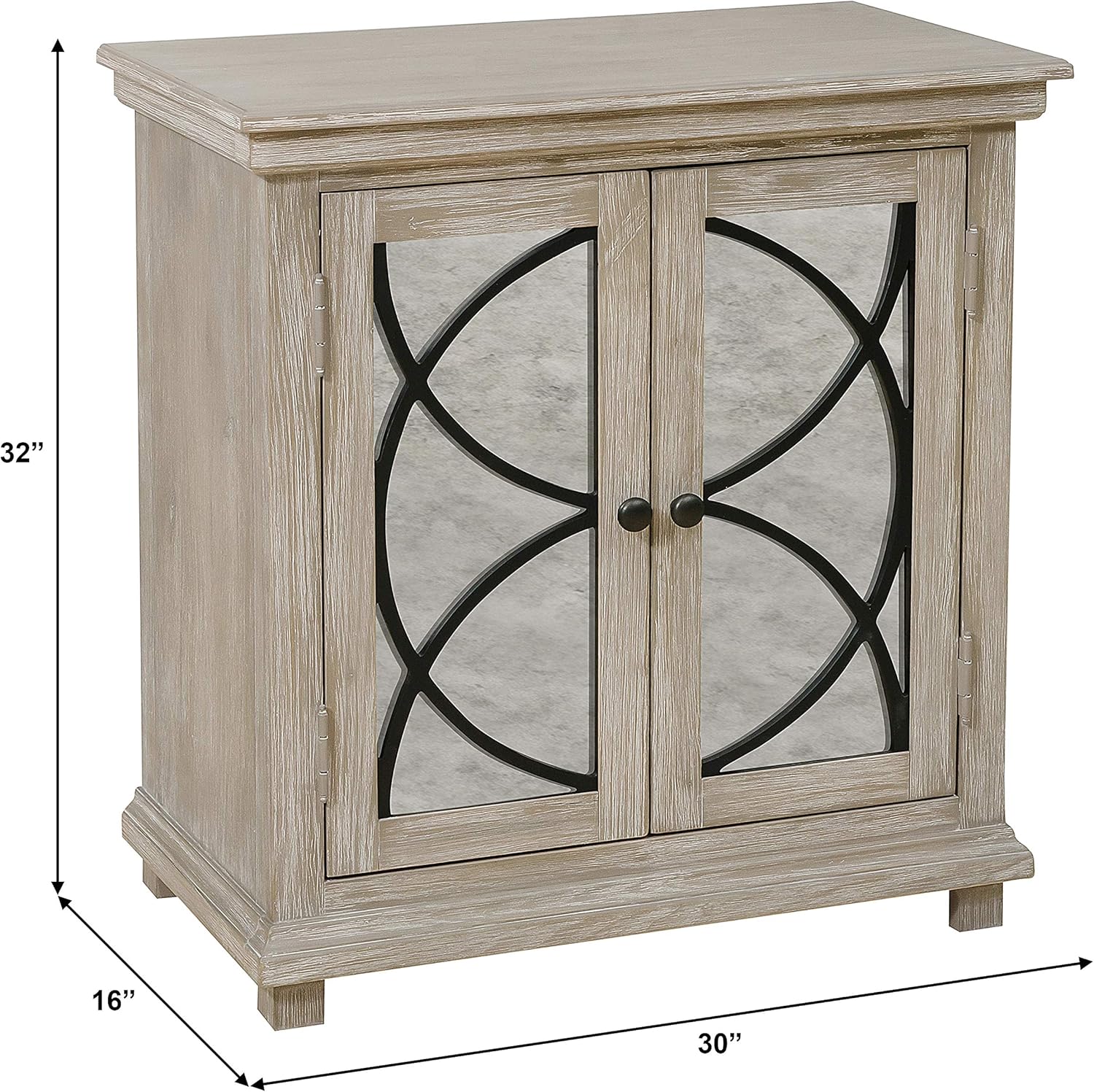 Right2Home Two Door Mirror Front Accent Rustic Oak Brown Storage Chest: Furniture & Decor