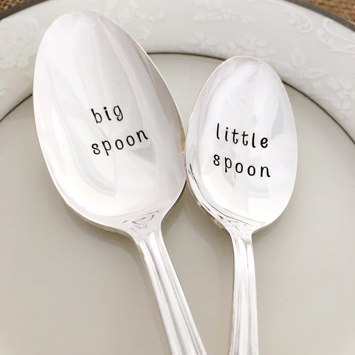 Big Spoon & Little Spoon set, hand stamped vintage set