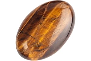 UFEEL Tiger's eye Palm Stone Crystal Natural Chakra Reiki Polished Healing Love Oval Pocket Worry Stone Crystals for Anxiety Stress Relief Therapy