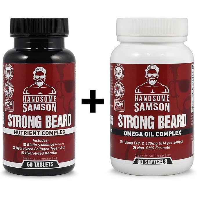Beard Grower Vitamins & Omega3 Beard Growth Product to Grow Thicker Beard Faster