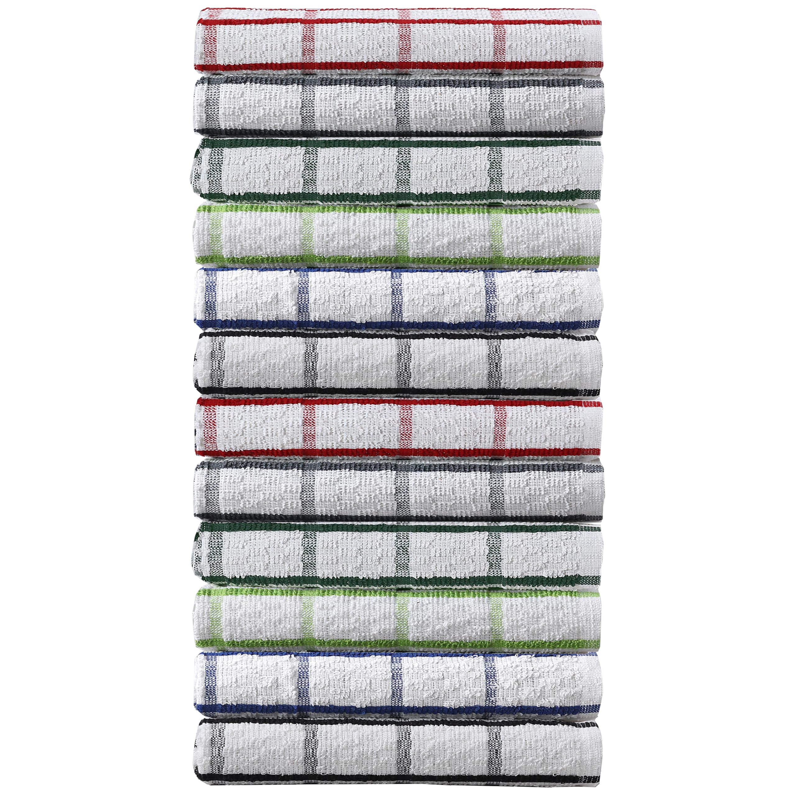 Olivia Rocco 100% Egyptian Cotton Terry Tea Towel Set Pack of 12x Professional Large Catering Grade Essential Dish Cloths Kitchen Towels Restaurant Bar Glass