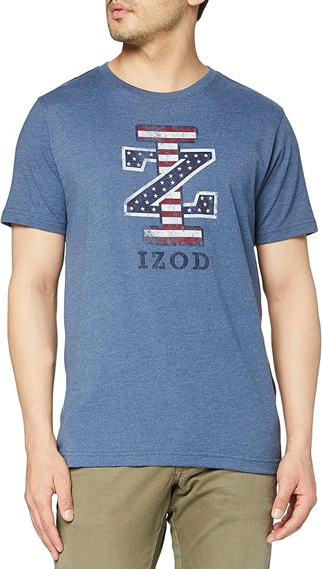 T-shirt graphique classique décontracté homme IZOD haut coton bleu