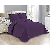 Linen Plus Luxury Oversized Coverlet Embossed Bedspread Set Solid Purple Full/Queen Bed Cover New # Ashley
