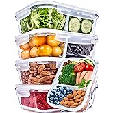 Prep Naturals 36oz Glass Meal Prep Containers - Airtight Glass Food Storage Containers with Lids - Dishwasher, Microwave & Ov