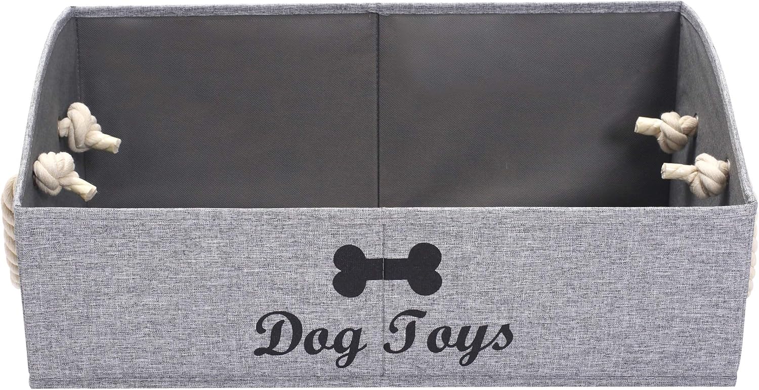Morezi Large Dog Toy Bin - Shallow Toy Baskets for Living Room Playroom, Closet & Home Organization - Snow Grey - Image 3