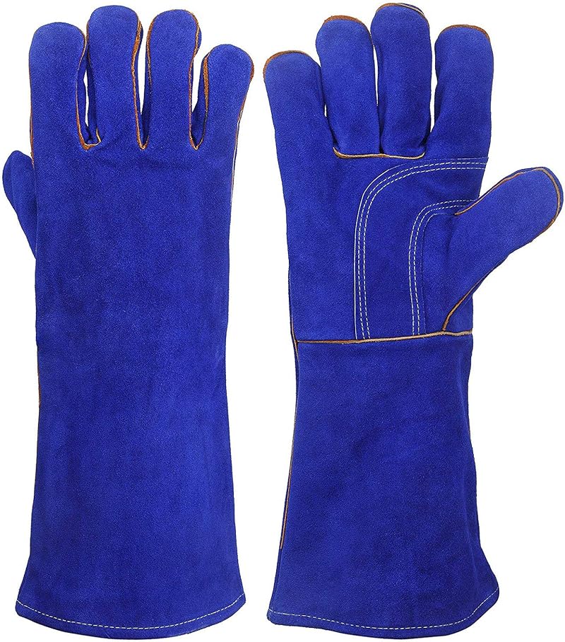 Kim Yuan 14in Leather Welding Gloves Heat Fire Resistant Gardening Oven Grill