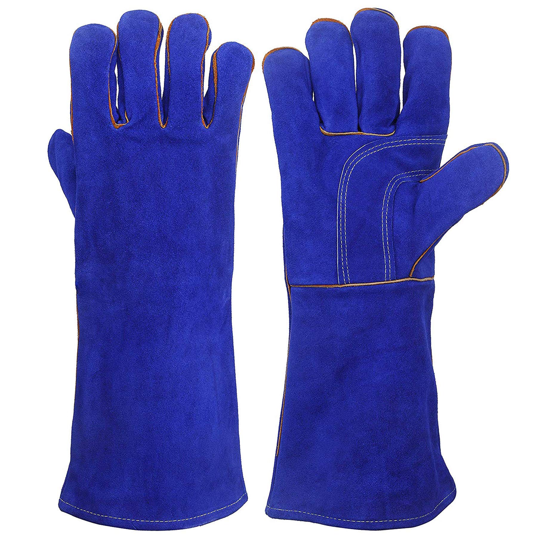 TMZHIISTAR Leather Welding Gloves - Heat/Fire Resistant, Perfect for Gardening/Oven/Grill/Mig/Fireplace/Stove/Pot Holder/Tig Welder/Animal Handling/BBQ - 14inch