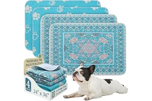 Homimp Washable Pee Pads for Dogs, 4 Pack Reusable Puppy Pads, Absorbent and Leakproof Dog Pee Pads, Non Slip Puppy Training Pads, Pet Mat for Floor, Crate, Couch, Whelping, 24"x36"