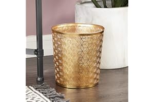 DECO 79 CosmoLiving by Cosmopolitan Metal Geometric Small Waste Bin Cube with Laser Carved Design, 9" x 9" x 10", Gold