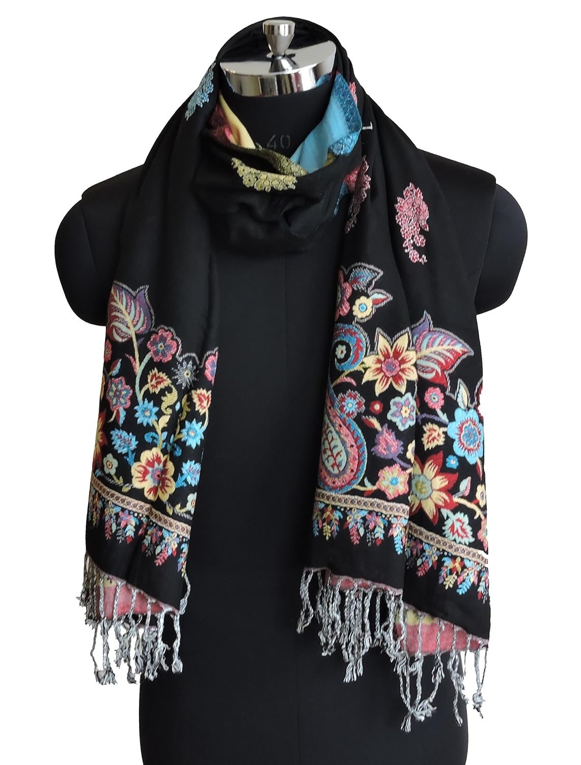 weavers villa soft viscose kaju buty design stoles, shawls, wraps