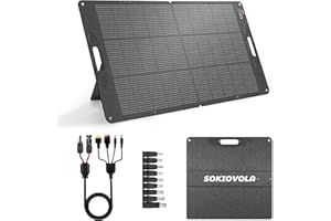 SOKIOVOLA 110W 18V Portable Solar Panel Kit,Portable Foldable Solar Panel,NextGen Solar Cell Up to 25% Conversion Rate,ETFE IP68 Waterproof & Dustproof for Power Station Outdoor Camping RV Trip