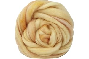 LIVING DREAMS YARN Wool Roving Hand Dyed. Super Soft BFL Combed Top Pre-Drafted for Easy Hand Spinning. Artisanal Craft Fiber Ideal for Felting, Weaving, Wall Hangings and Embellishments. 1 Ounce. Peach
