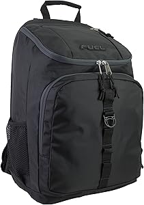 Fuel Top Load Sport Backpack with Side Tech Compartment and Ergonomic Padded Mesh Breathable Back (One_Size, Black)