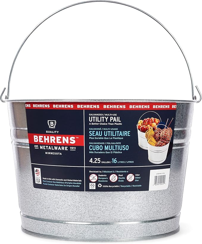 Amazon Com Behrens C17gs 4 1 4 Gallon Galvanized Steel Pail