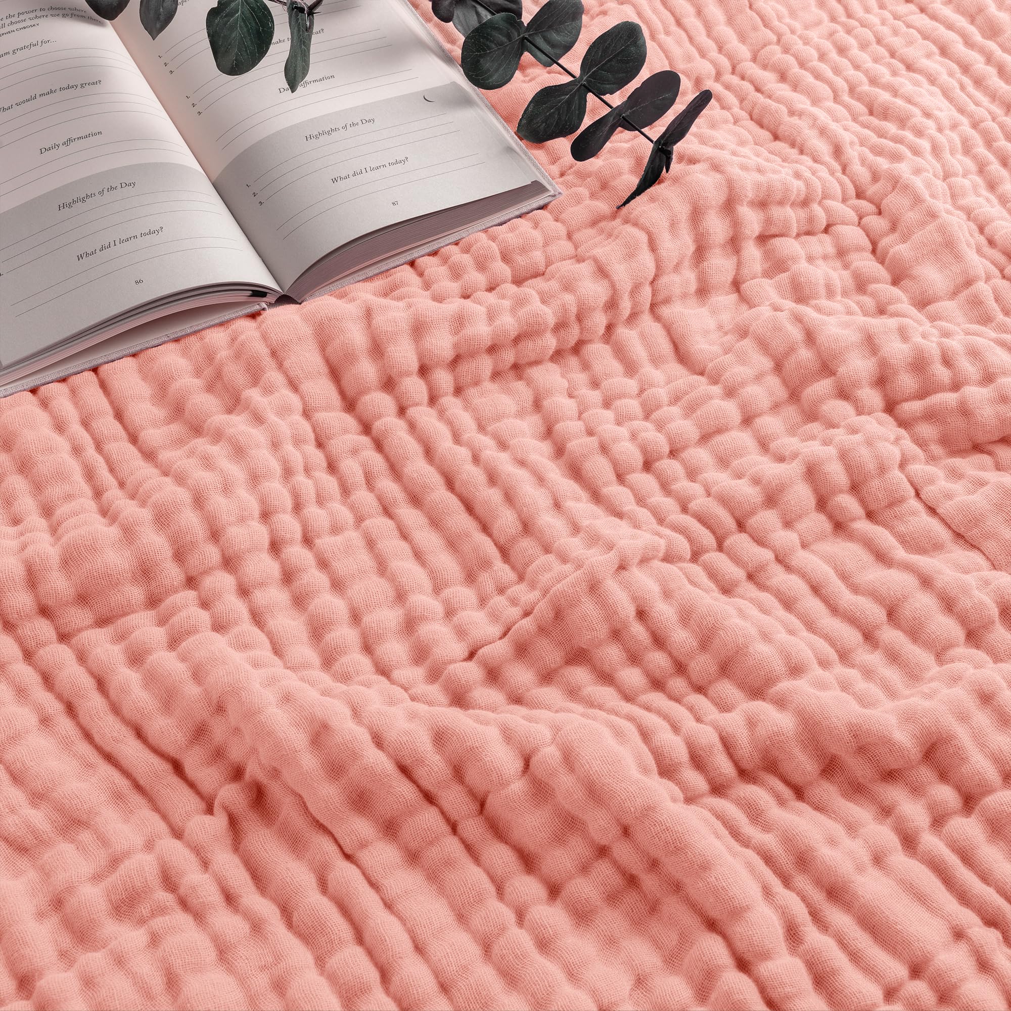 Comfy Cubs Muslin Blanket for Adults King 108" x 90" - 6 Layer Soft, Breathable & Lightweight Muslin Adult Blanket - Machine Washable & Designed in The US Bedding for All Seasons - Lace Pink