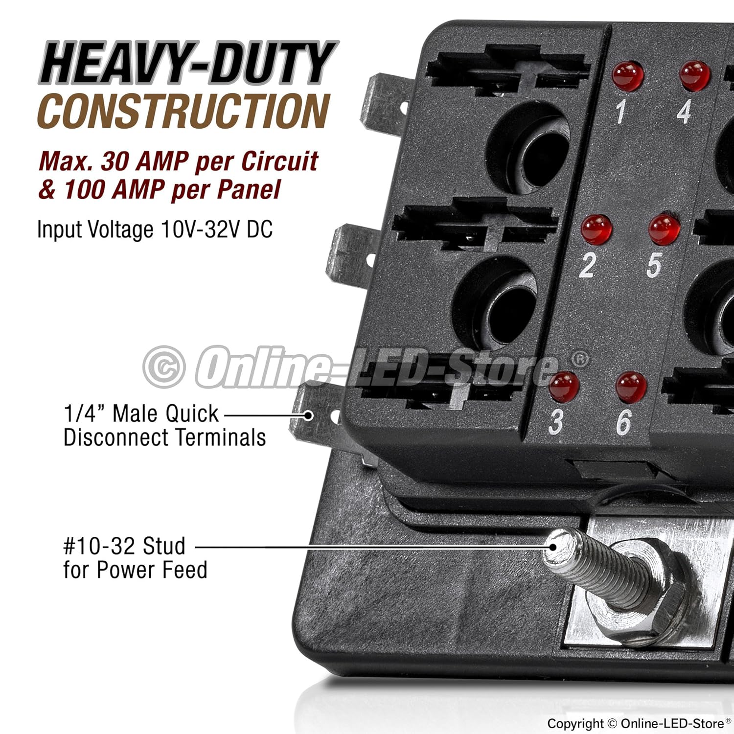 Amazon.com: 6-Way Blade Fuse Box [LED Indicator for Blown Fuse] [Protection  Cover] [100 Amp] - Fuse Block for Automotive: Automotive