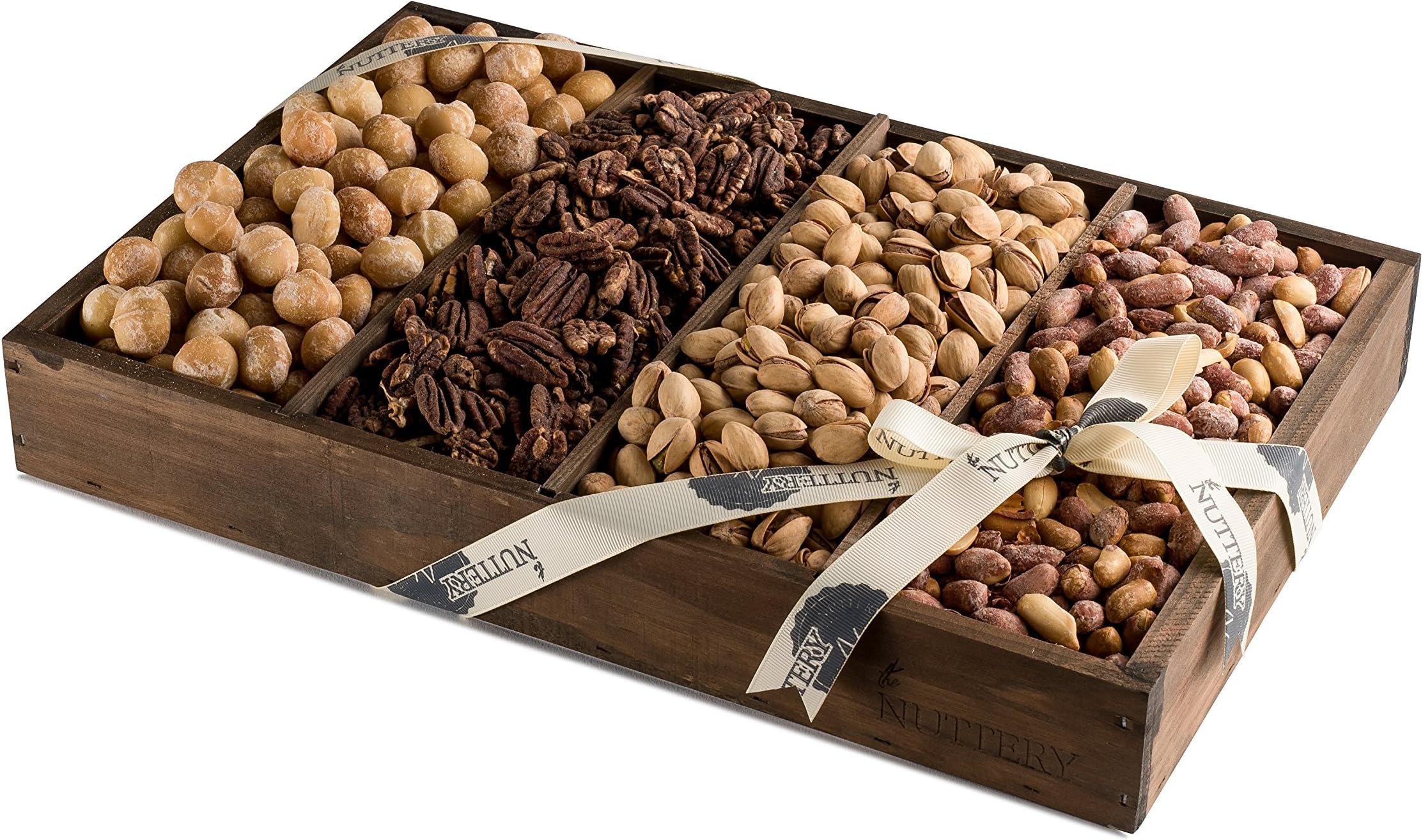 The Nuttery Roasted Nuts Snack Serving Wooden Tray