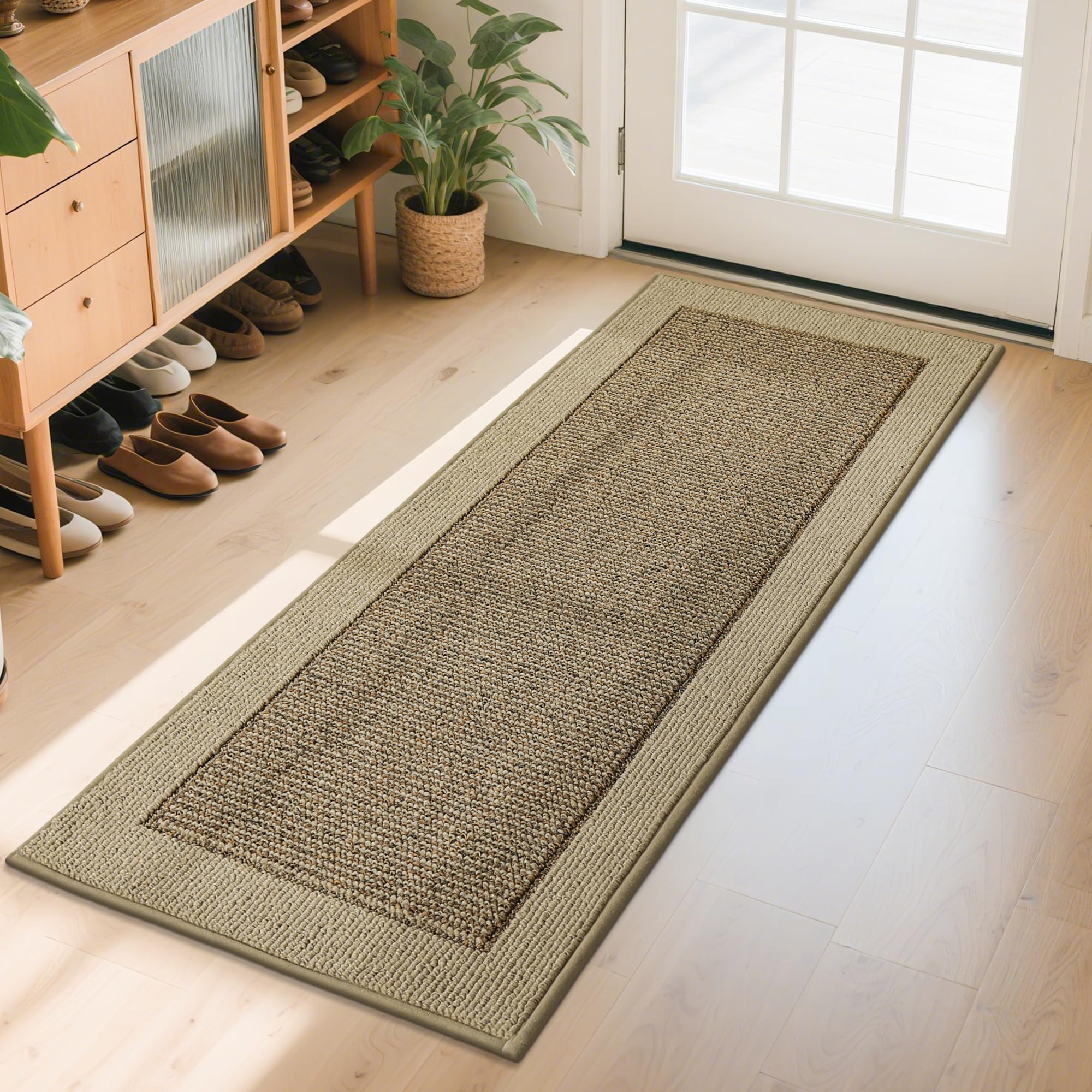 Photo 1 of BEQHAUSE Indoor Door Mat 24" x 60", Dirt Trapper Door Mats Non-Slip Entryway Rugs Washable, Resist Dirt Absorbent Welcome Mat, Low Profile Floor Mats for Front Back Door and Entryway, Taupe
