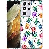 GlamCase for Samsung Galaxy S21 Ultra 5G, Samsung S21 Ultra Case - Pineapple Watercolored Printed Cute Slim Fit Hard Plastic Protective Designer Back Case/Cover for Samsung S21 Ultra 5G