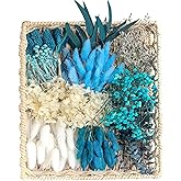 xin's convey Dried Flowers for Vases, Dried Floral Bouquet, Mini Dried Flower Arrangements. (Blue)
