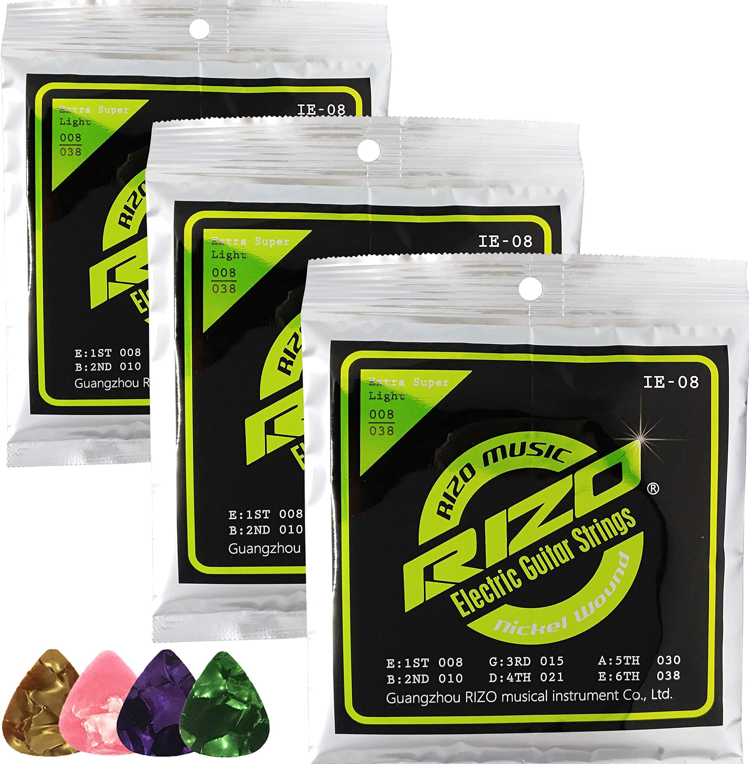 3Set/pack RIZO IE-08 Electric guitar strings Nickel wound 008-038