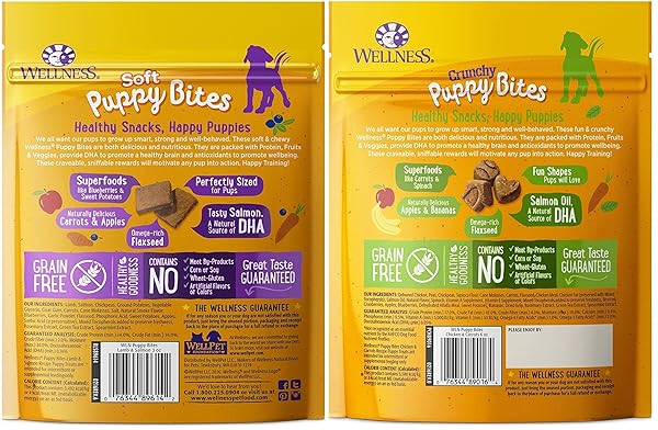 WELLNESS PUPPY BITES NATURAL GRAIN FREE PUPPY TRAINING TREATS, VARIETY