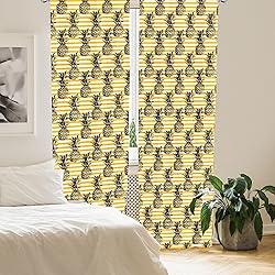 Lunarable Mustard Window Curtains, Tropical