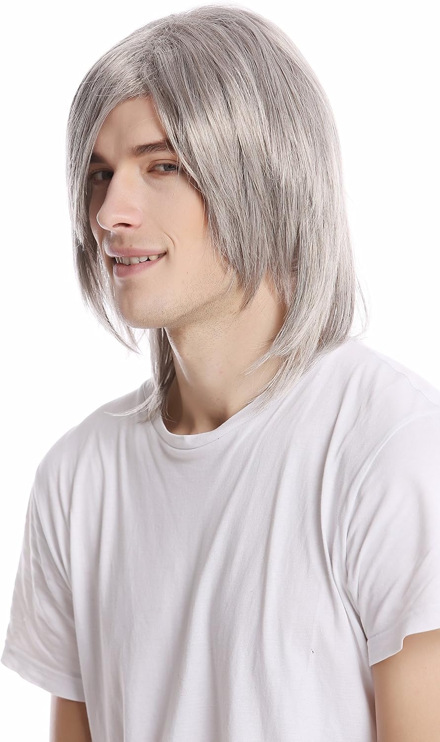 WIG ME UP - GFW892-51 Men Gents Wig long straight middle parting aged rock star youthful modern look silver gray grey - Image 4