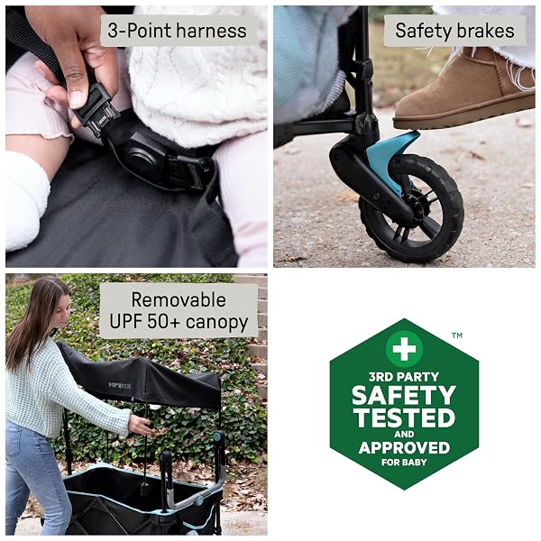 INGENUITY INGENUITY POP ‘N RIDE LIGHTWEIGHT STROLLER WAGON – FACE-TO-FACE SEATS FOR 2 WITH 3-POINT HARNESSES & SUN CANOPY