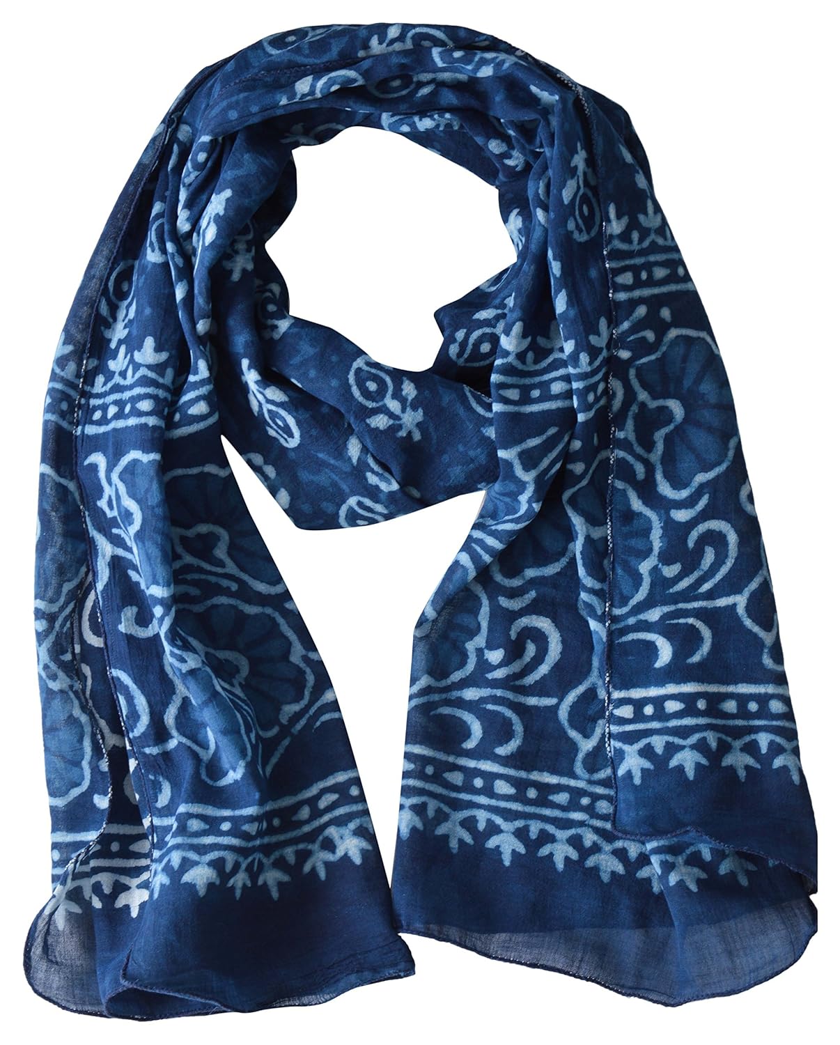 guru kripa enterprises women's stole (blue) size(170cm x 55cm) handblock printed