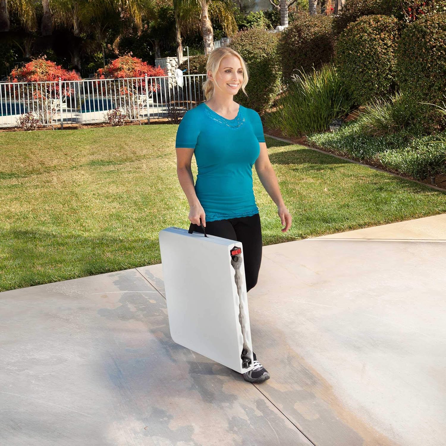 Lifetime Height Adjustable Craft Camping and Utility Folding Table, 4 ft, 4'/48 x 24, White Granite : Sewing Table : Garden & Outdoor