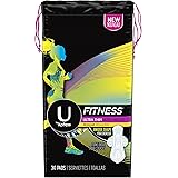 U by Kotex Fitness Ultra Thin Pads with Wings, Regular Absorbency, Unscented, 30 Count