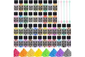 NiArt Mica Powder for Epoxy Resin, 42 Colors, 0.18 oz (5g) Jars Mica Glitter Powder with Spoons, Mica Pigment Powder for Paint, Dye, Candle Making, Soap Making, Nail Polish, Bath Bomb, DIY Art Crafts