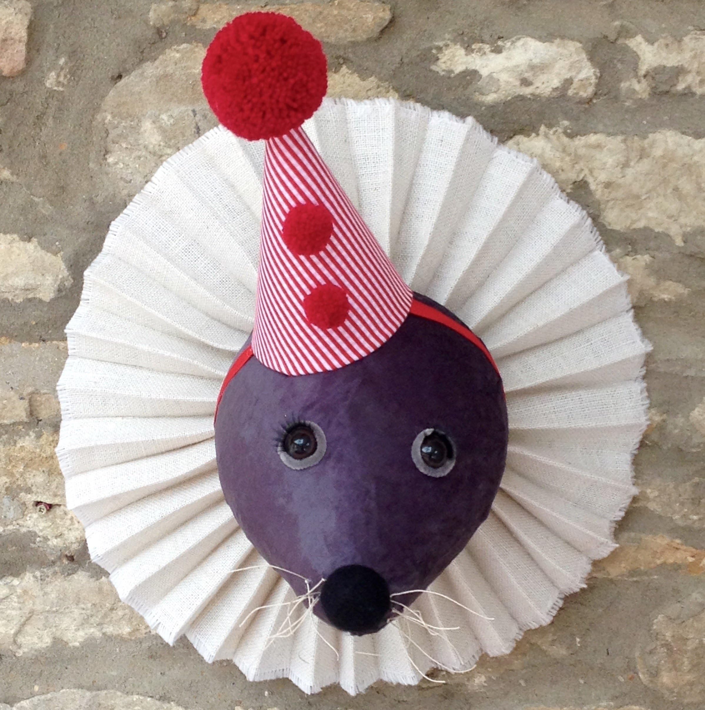 Handmade faux taxidermy traditional grey velvet circus seal wall mounted animal head trophy