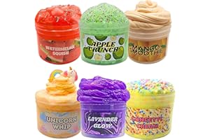 Squeezy Magic Slime, 6-Pack Textured Bundle, Like Peachybbies Slime, 2oz., Premium Handmade in Canada, Scented for Kids, ASMR