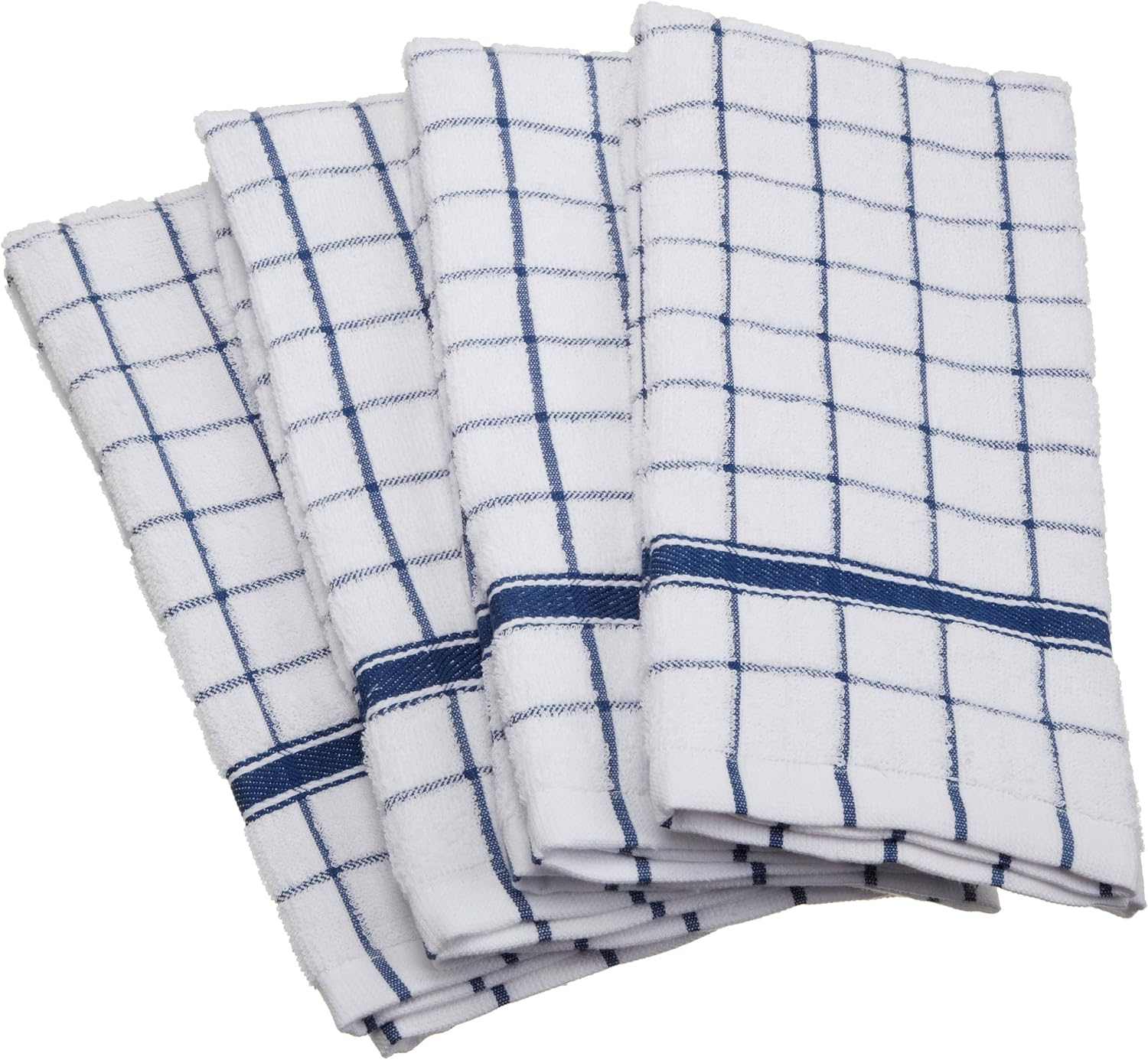 DII Cotton Terry Windowpane Dish Towels, 16 x 26 Set of 4, Machine