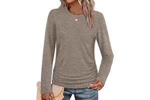 SAMPEEL Long Sleeve Shirt Women Loose Fit Fall Tunic Tops 2025 Dressy Casual Ruffled Side Sweaters