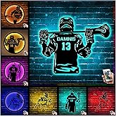 Personalized Lacrosse Player Metal Sign With LED Light,Custom Name & Number Lacrosse Light, Lacrosse Wall Art Décor,Lacrosse Sports Décor for Bedroom,Christmas Birthday Lacrosse Gift For Men
