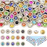 150 PCS 12 MM Sew on Rhinestones for Bedazzling,15 Mixed Colors Crystal Glass Flatback Rhinestones for Crafting,Big Gems with Metal Base, Large Rhinestone for Clothes Thanksgiving Gift Christmas Decor