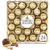 Ferrero Rocher Gourmet Hazelnut Milk Chocolate Valentine's Day Gift Box, 24 Individually Wrapped Chocolates for Gifting, 10.6 oz