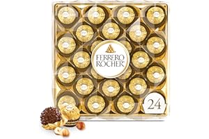 Ferrero Rocher, Premium Milk Chocolate Hazelnut, Individually Wrapped Chocolate Gift Box, 24 Count, 10.6 oz